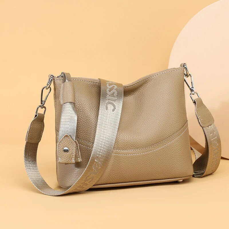 2024 Luxury Genuine Leather Women's Shoulder Crossbody Bags High Quality Women Handbag Solid Color Cow Female Messenger Tote Sac