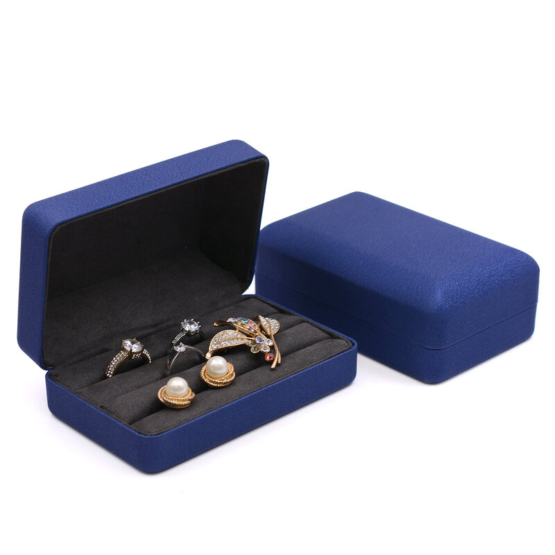 Boîte à bijoux en cuir PU, étui de rangement portable pour matiques, boucles d'oreilles, bracelets en microcarence, présentoir à colliers à fentes multiples, voyage