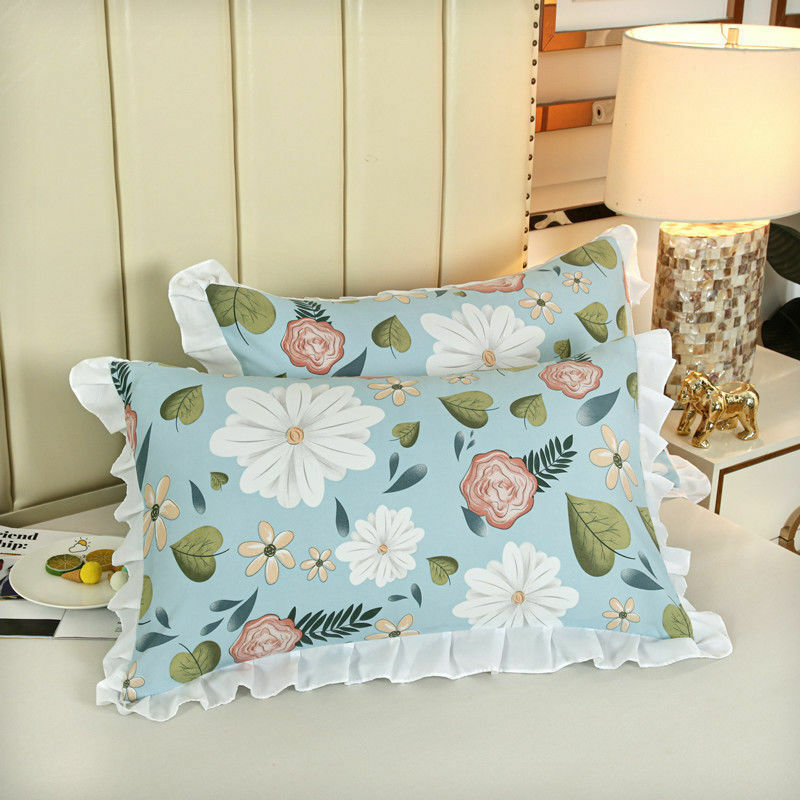 Floral ruffled fronha fronha macio confortável quarto doméstico almofadas decorativas capa removível pele-friendly ins