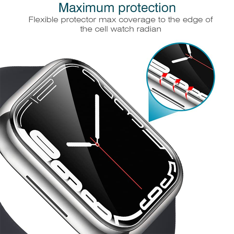 Film de protection d'écran pour Apple Watch, Film de protection complet transparent pour iWatch Series 9, 8, 7, 6, SE, 5, 3, 38mm, 42mm, 45mm, 41mm, 40mm, 44mm