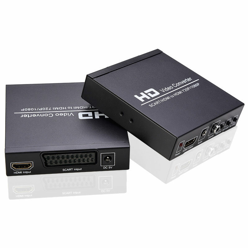 Convertidor Compatible con SCART a HDMI Coaxia, convertidor de Audio y vídeo HD 1080P para reproductor de DVD, decodificador HDTV