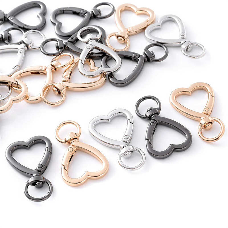 5 шт., позолоченные кольца для ключей в форме сердца