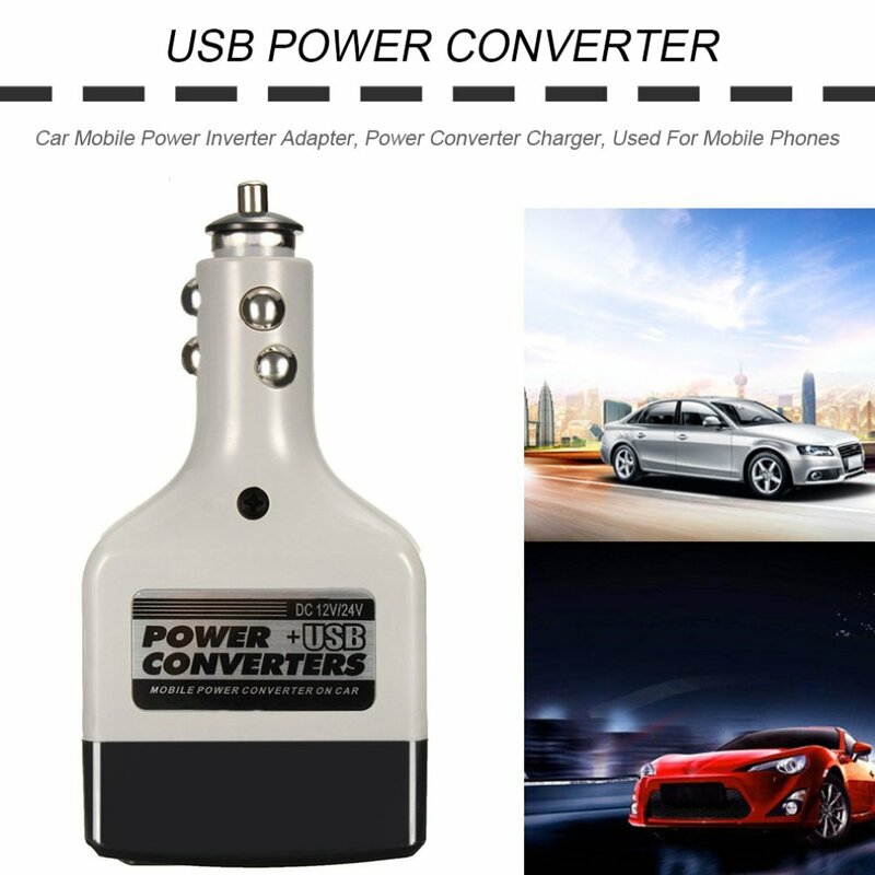 Inversor de corriente móvil para coche, adaptador USB de 12/24V de CC a 220V de CA, convertidor de corriente automático, cargador de coche, inversor para todos los teléfonos móviles