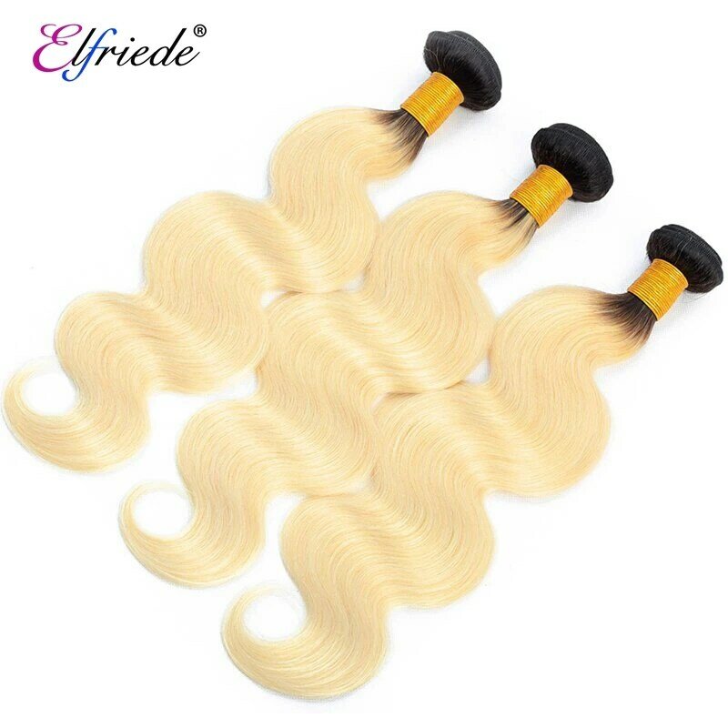 Elfriede 1B/613 Blonde Body Wave Human Hair Bundles 100% Human Hair Extensions Brazilian Remy Weaves 3/4 Bundles Human Hair Weft