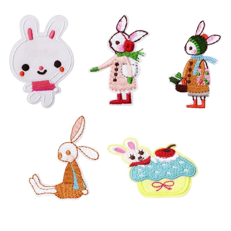 HUYU – patchs broderie lapin fête pâques, transferts à repasser, appliqués pour vêtements, robe, à jouet fait à