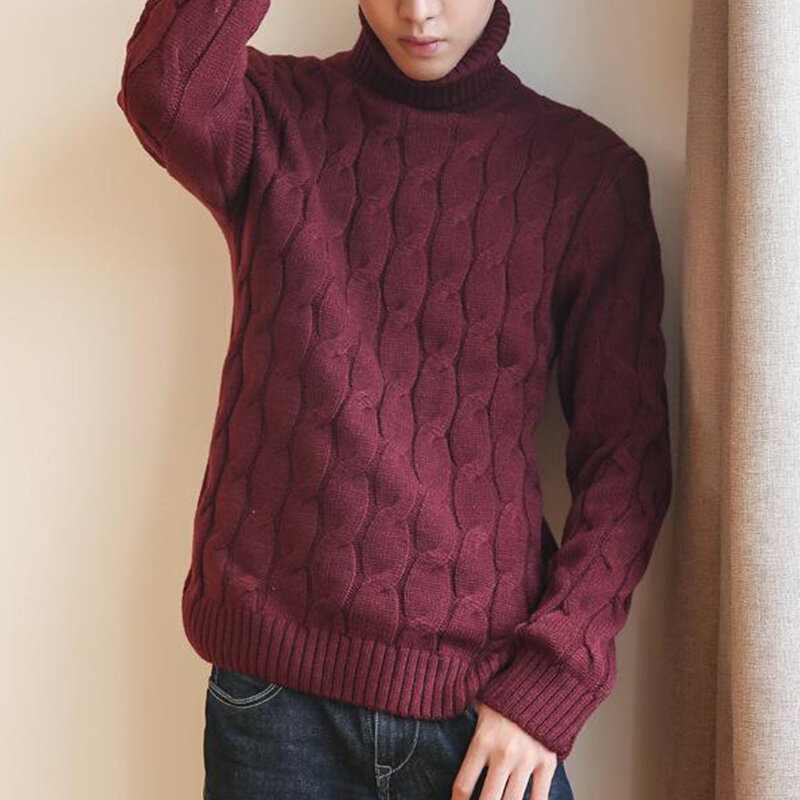 New Turtleneck Sweater Casual Men's Rollneck Knitted Sweater Keep Warm Men Jumper Tops Woolen Sweater Pullover Mens Turtleneck
