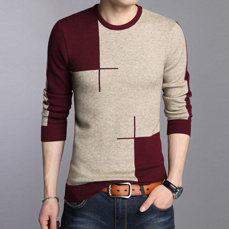 Suéter de punto con cuello redondo para hombre, Jersey informal ajustado y transpirable, ropa de otoño e invierno, novedad de 2023