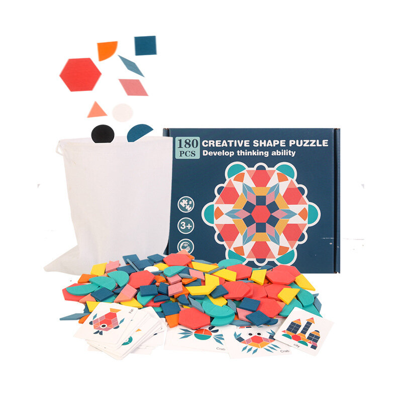 180 piezas de rompecabezas creativas para la Educación de la primera infancia para bebés y niños pequeños, juguetes de rompecabezas a juego de forma geométrica