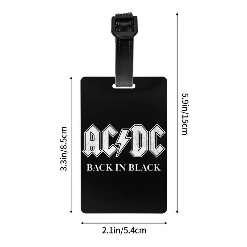 กระเป๋าเดินทางแบบร็อค AC DC สีดำป้ายกระเป๋าสีดำกระเป๋าเดินทางแบบมีแผ่นปิดเพื่อความเป็นส่วนตัว