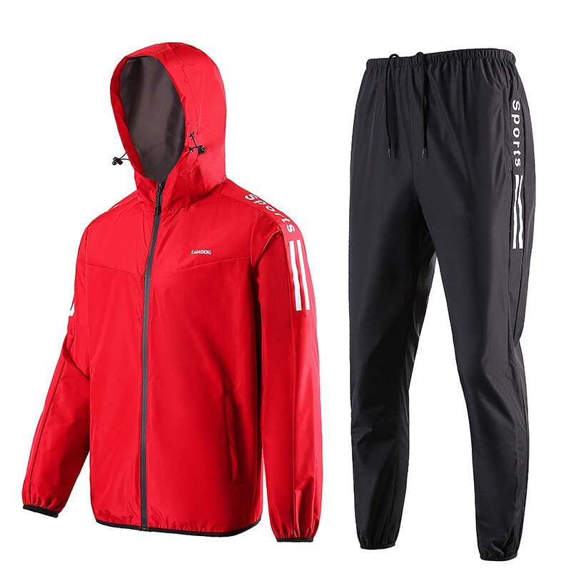 plus-size men's and women's running training sports coat gym sweat sweat sweatsuit quick dry burst sweat suit  ساونا