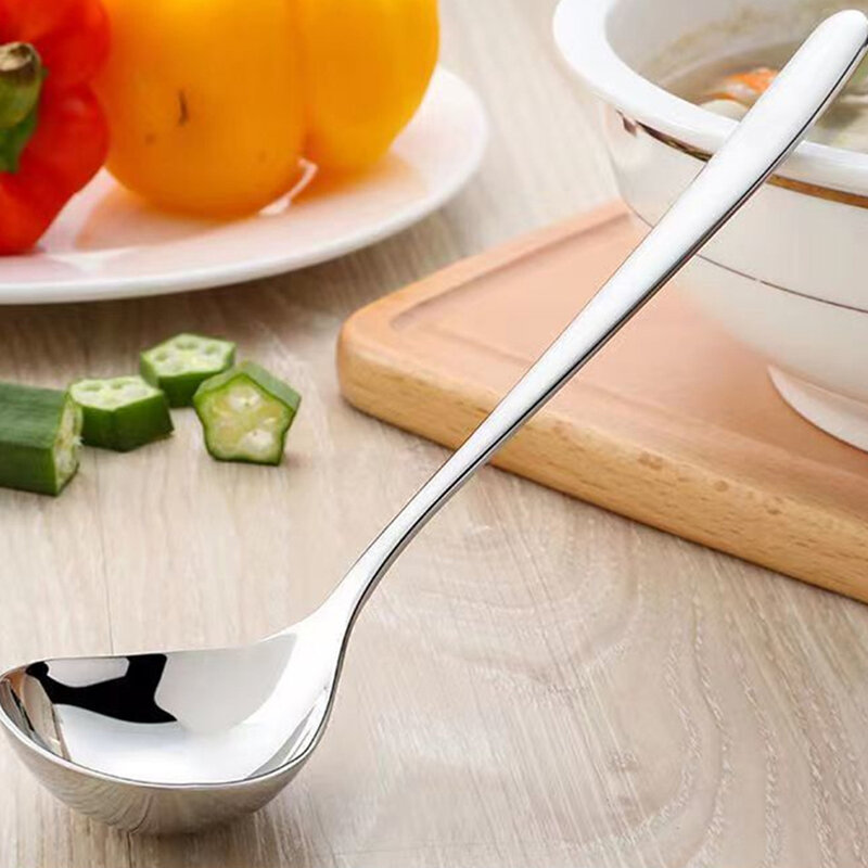 Stainless Steel Deepening Thickening Long Handle Household Drinking Soup Spoon Big Head Round Spoon Small Spoon Porridge Spoon