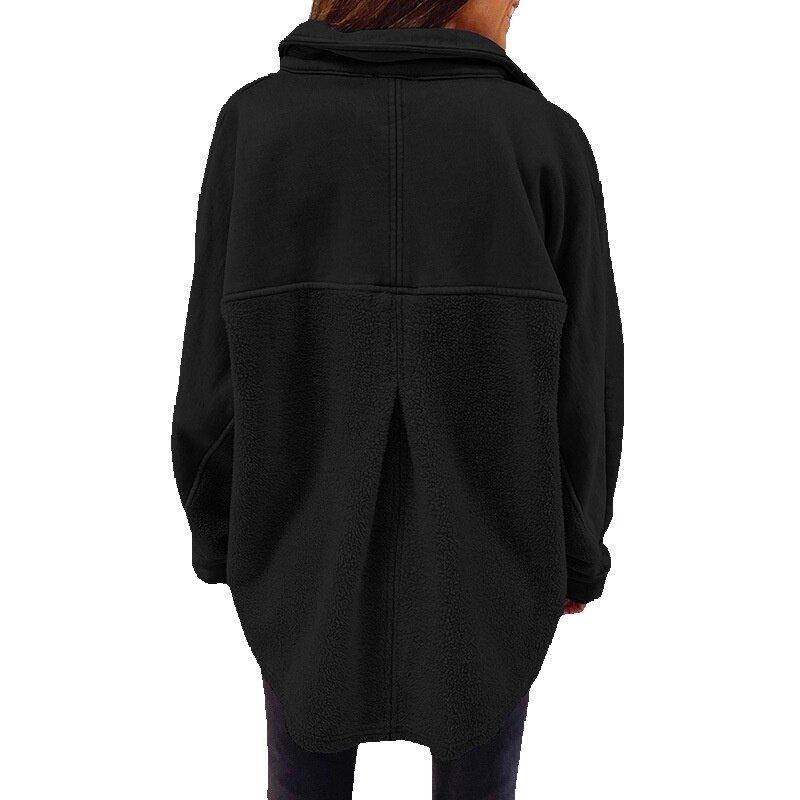 Abrigo de manga larga para mujer, chaqueta holgada informal con bolsillo y botones, color liso, novedad de otoño