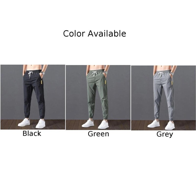 Pantalones de ocio diario para hombre, pantalones sueltos de Color sólido, trajes delgados rectos para el sudor, informales, elásticos y cómodos