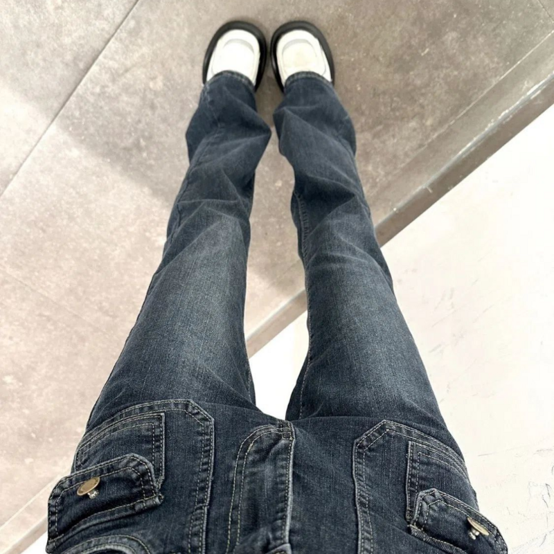 2023 Lente/Zomer Nieuwe Mode Flare Broek Vrouwelijke Student Koreaanse Slanke Jeans Ontspannen Wijde Pijpen Stijl Feel Jeans Trend