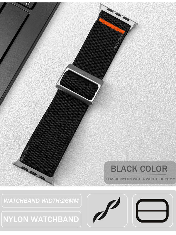 สายไนลอนสำหรับสายคาด Apple Watch iWatch Series 9 8 7 SE ULTRA 2สร้อยข้อมือ44มม. 45มม. 49มม. 40มม. 41มม.