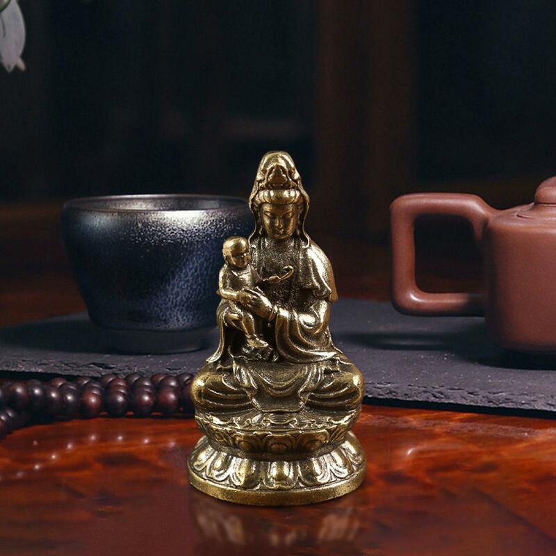Avalokitesvara Statue with A Kid Home Decoration Buddhism for Bedroom Indoor
