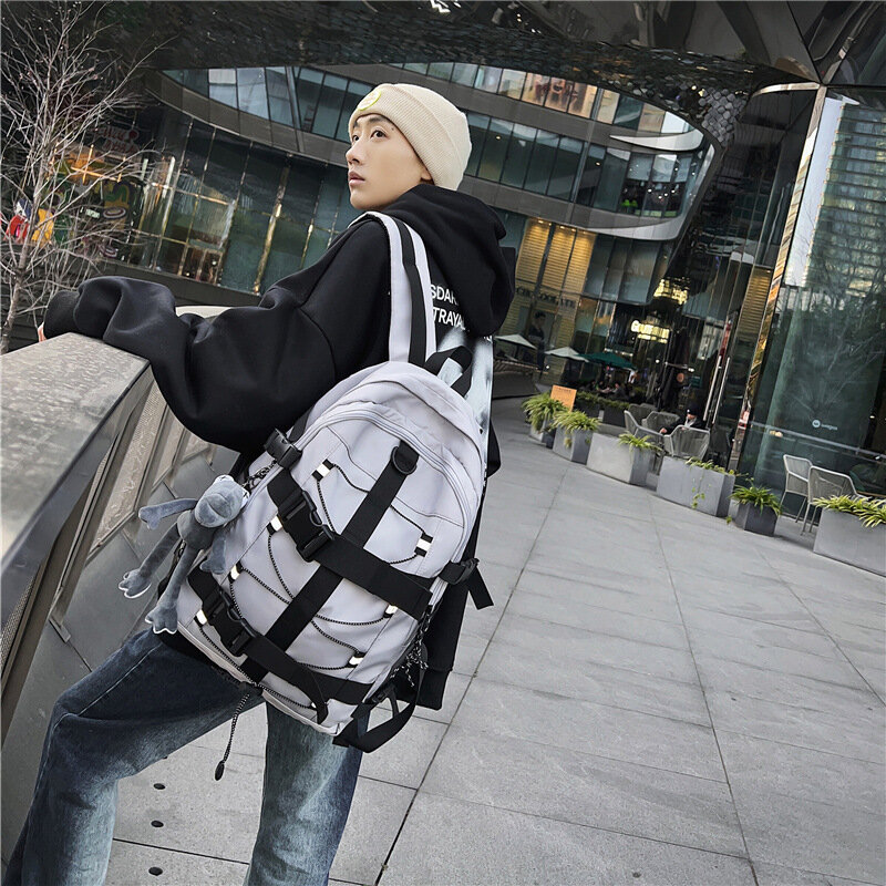 Mochila de viaje para hombre, bolsa de Skateboard con función de Hip-hop, mochila de gran capacidad para escuela secundaria, mochila de ocio para mujer