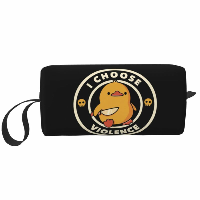 I Choose Violence Funny Duck Makeup Bags Women Cosmetic Bag Trendy Travel Pouch for Purse Storage