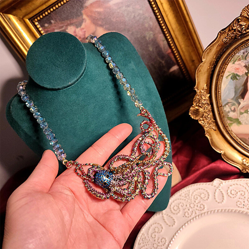 Vintage Temperament kryształowy kolorowe kryształy górskie sweter łańcuszek naszyjniki dla kobiet prezent prezent biżuteria hurtowa