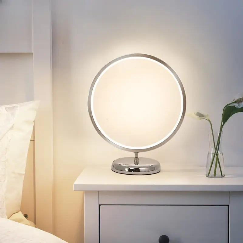 Nordic Minimalista Redonda LED Desk Lamp, Círculo Decorativo Anel Simples Luz Noturna Decoração da Sala de Estar Mesa de Estudo do Quarto