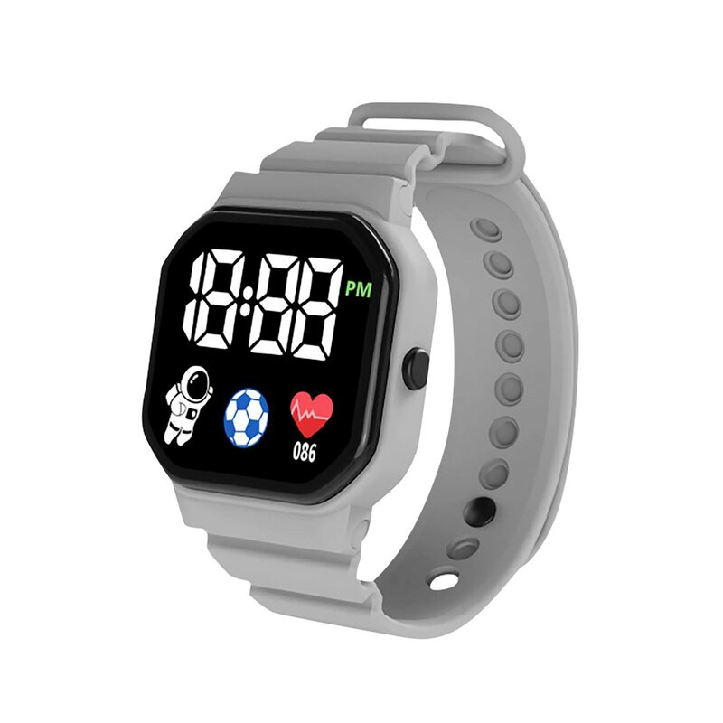 Wodoodporny elektroniczny zegarek na rękę z ekranem LED, ładny, wzór astronauty, solidny pasek silikonowy, cyfrowy zegarek z monitorowanie tętna
