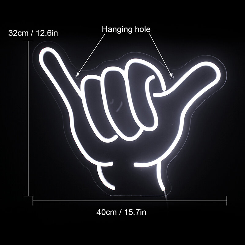 Six Gesture Neon Sign LED Night Lights Hanging Art Wall Lamp For Party Room Bar Wedding Home Party Creative USB Light Up Sighs