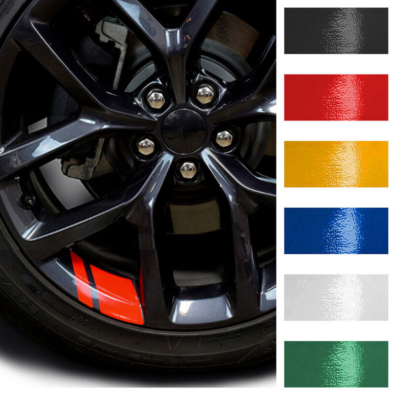 Reflexivo Carro Roda Rim Vinyl Advertência Adesivos, Hash Mark Stripe, Racing Wheel Hub Decalques para 16-21 ", 6Pcs