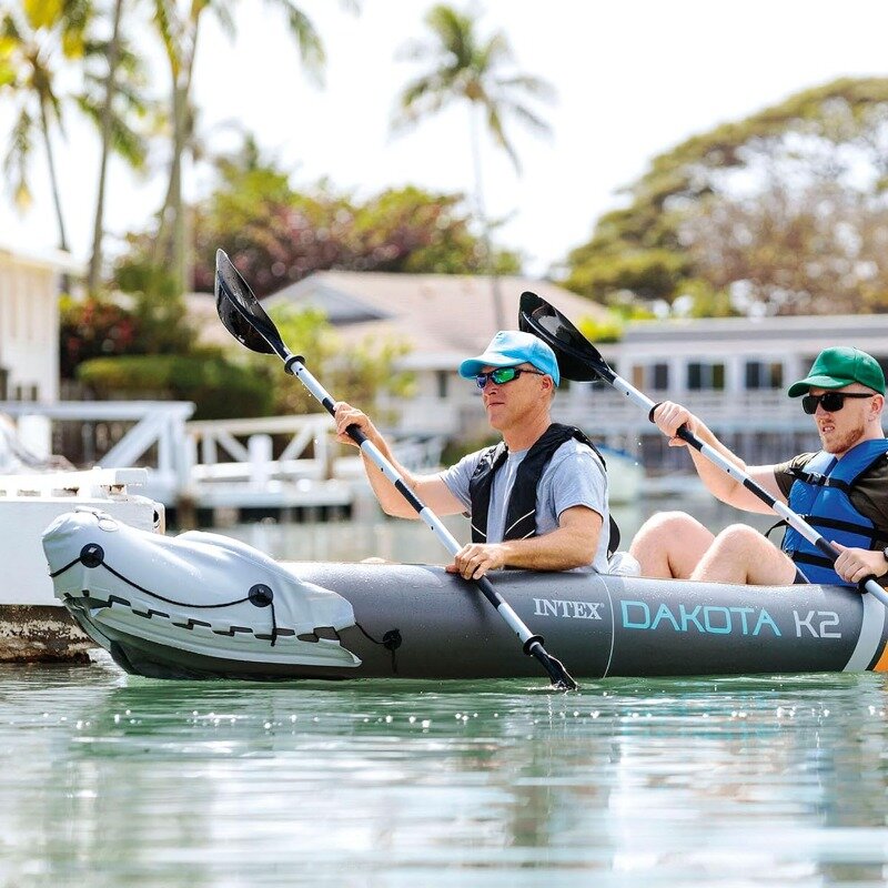 Intex pyram- Kayak gonflable en vinyle K2, kit d'accessoire avec rames de 86 pouces, pompe à air et sac de transport pour lacs et rivières