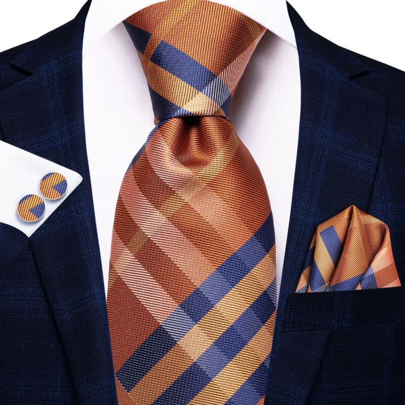 Hi-Tie Designer Blue Red Plaid Silk Tie For Men Handky Cufflink Gift Mens Necktie Set Wedding Fashion Business Party Dropshiping