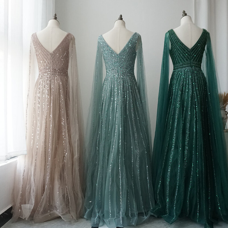 Gorąca wyprzedaż nago arabska luksusowa peleryna suknie wieczorowe suknie wieczorowe z koralikami 2023 dla kobiet na imprezę LA71567