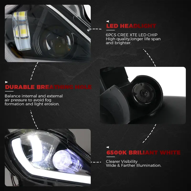 KEMIMOTO-Clignotant DRL pour Yamaha Raptor, 700, 700R, YFZ450, YFZ450R, YFZ450X, Wolverine, 450, 350, éclairage de sauna LED, assemblage d'interrupteur