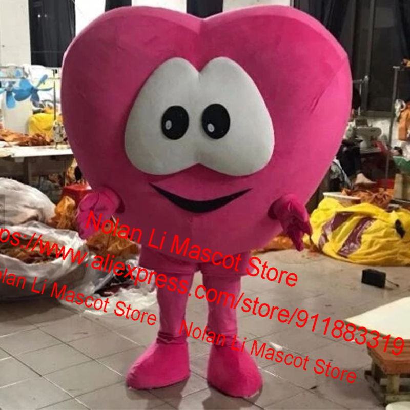 Coração em forma de mascote Cartoon Costume Set, filme rosa Role Play Props, festa de aniversário extravagante, Festival Party, alta qualidade, 1282