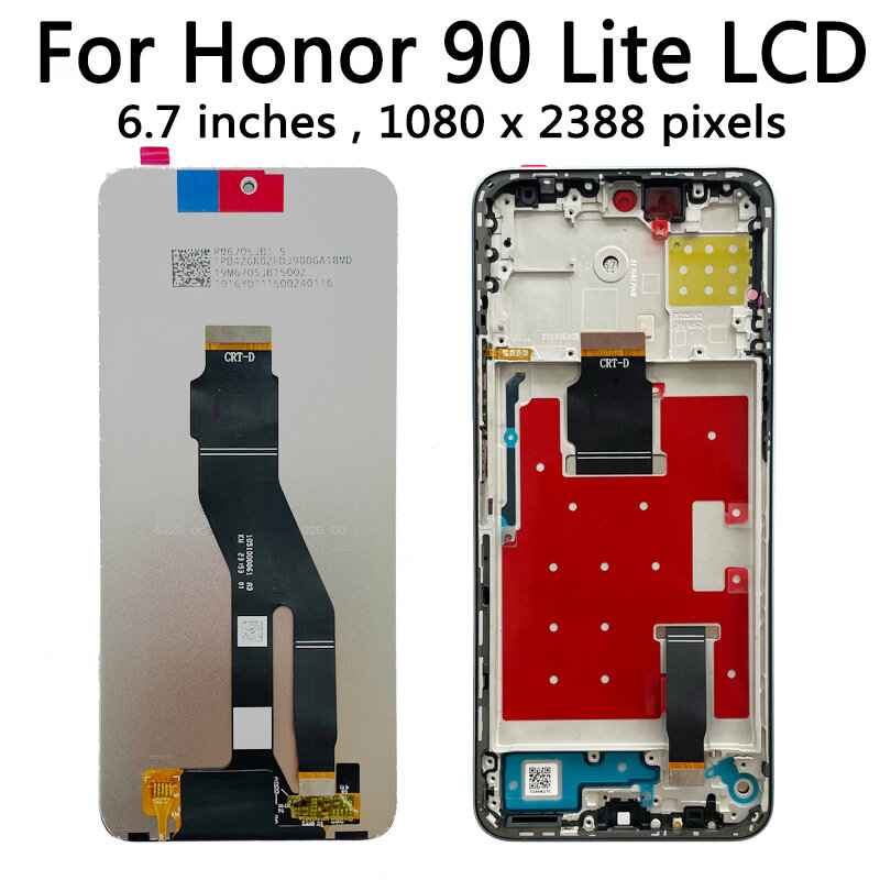 Test 6,7 ''dla Huawei Honor 90 Lite CRT-NX1 wyświetlacz LCD ekran dotykowy Digitizer zgromadzenie dla Honor 90 Lite 90 Lite ramka LCD