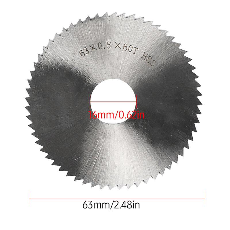 Disco de hoja de sierra antioxidante, herramienta de tallado de acero de carburo bimetálico, 63mm. 0,6mm de espesor, accesorios de aluminio, 1 unidad