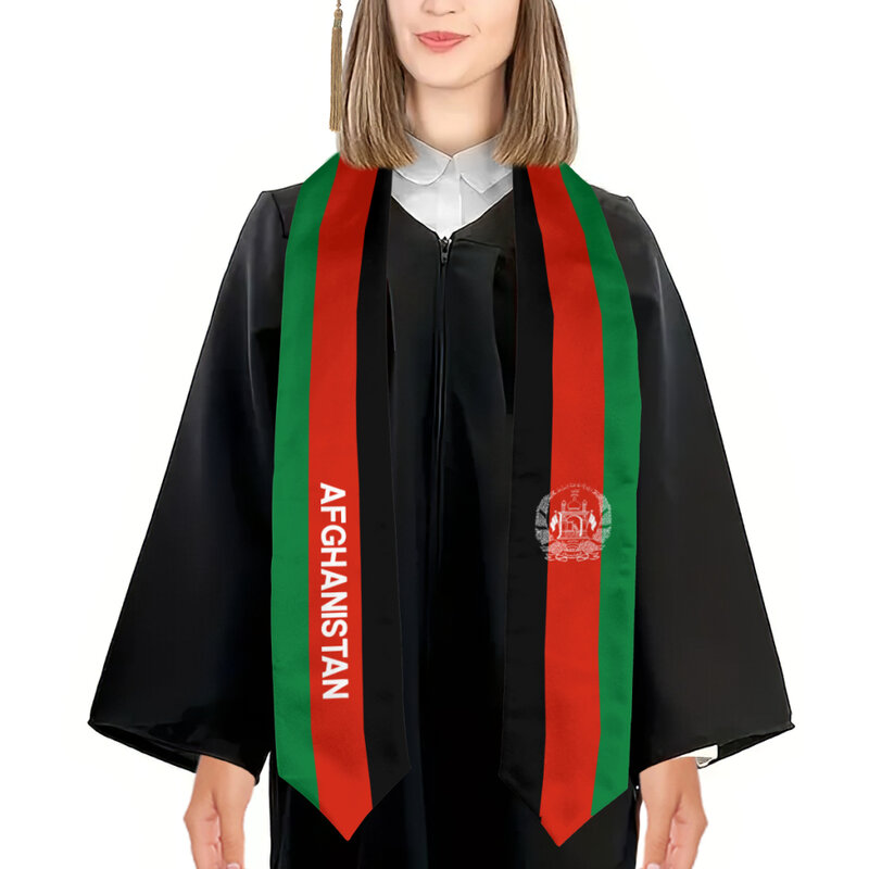 Graduation shawl Afghanistan & United States Flag Stole Sash Honor Study Aboard International Students