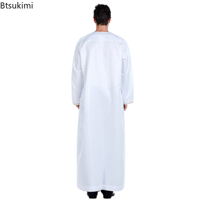 Robe longue Jubba Thobe pour hommes, vêtements musulmans pour Ramadan, Pakistan, dubaï, arabe, Djellaba, Kaftan, Abaya, Service de prière islamique