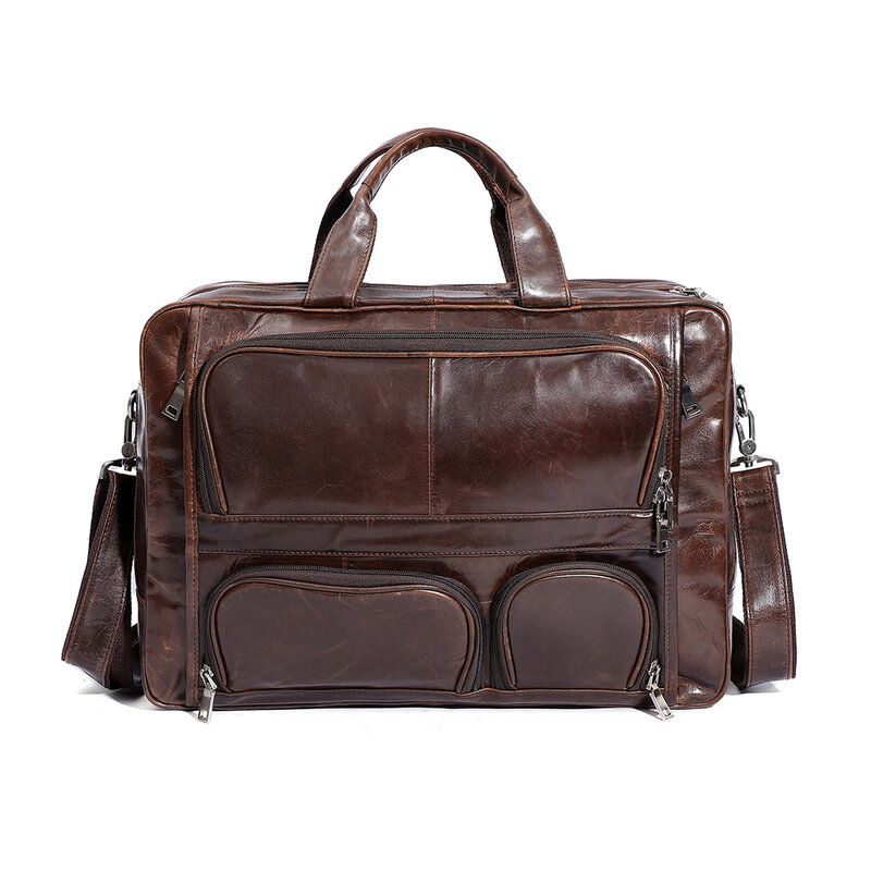 New Style Crazy Horse Men Briefcase Multifunctional Retro Shoulder Bag Business Genuine Leather Handbag Men's Bag