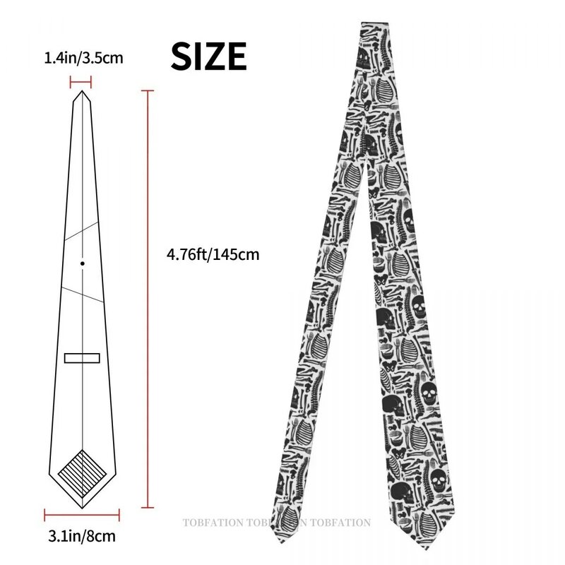 Ludzkie kości czaszka nowy krawat z nadrukiem 3D o szerokości 8cm krawat poliestrowy koszula akcesoria do dekoracji imprez