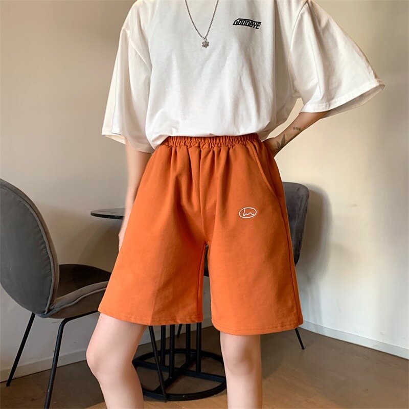 Pantalones cortos de pierna ancha para mujer, Shorts holgados de cintura alta, bordados coreanos, estilo Harajuku, Y2k, informales, a la moda, novedad de verano