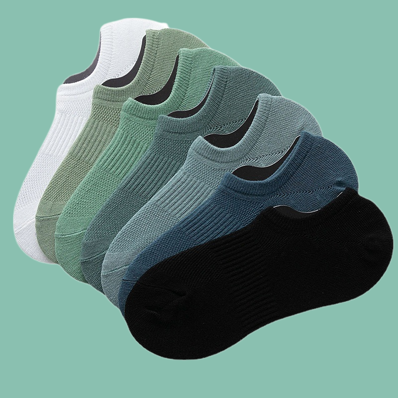Calcetines náuticos de malla transpirable para hombre, medias cómodas de algodón, antideslizantes, de silicona, Color sólido, 5/10 pares