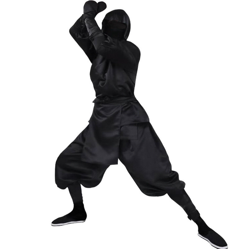 Disfraces de Halloween para hombre, traje japonés de Ninja blanco y negro, disfraz de actuación