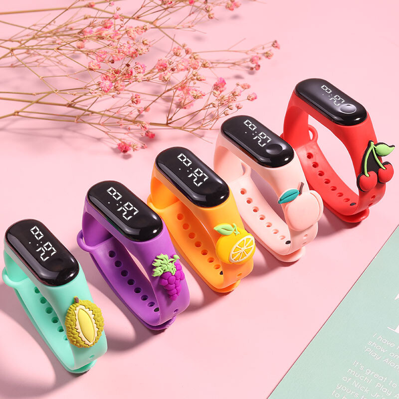 Mode Kinder elektronische Uhr leuchtende LED Obst Sport Armband Mädchen Jungen Uhren elektronische Silikon Armbanduhr für Kinder