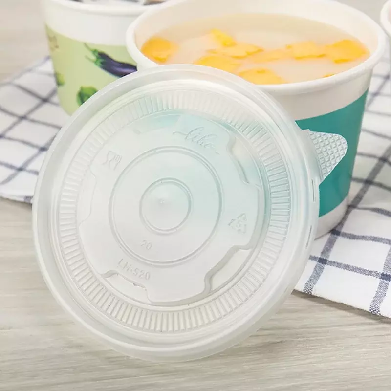 Taza de sopa desechable personalizada, tazón de gachas, tazón de papel y tapa, producto personalizado, 390/520ml