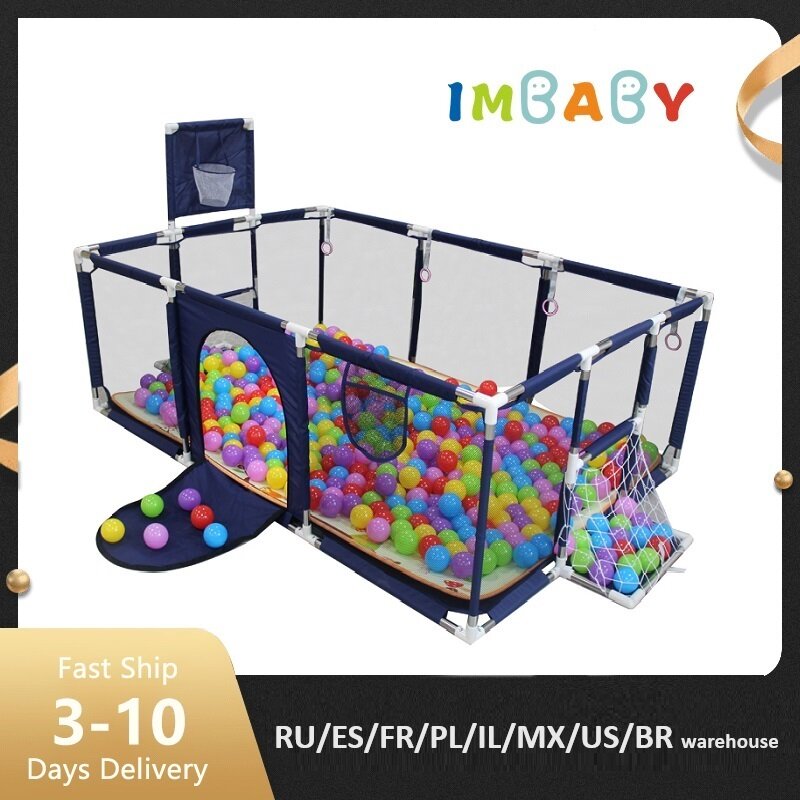 Imbaby playpens มีกรอบบาสเก็ตบอล corralito สำหรับเด็กทารกในร่มสนามเด็กเล่นเด็กมัลติฟังก์ชั่สำหรับเด็ก