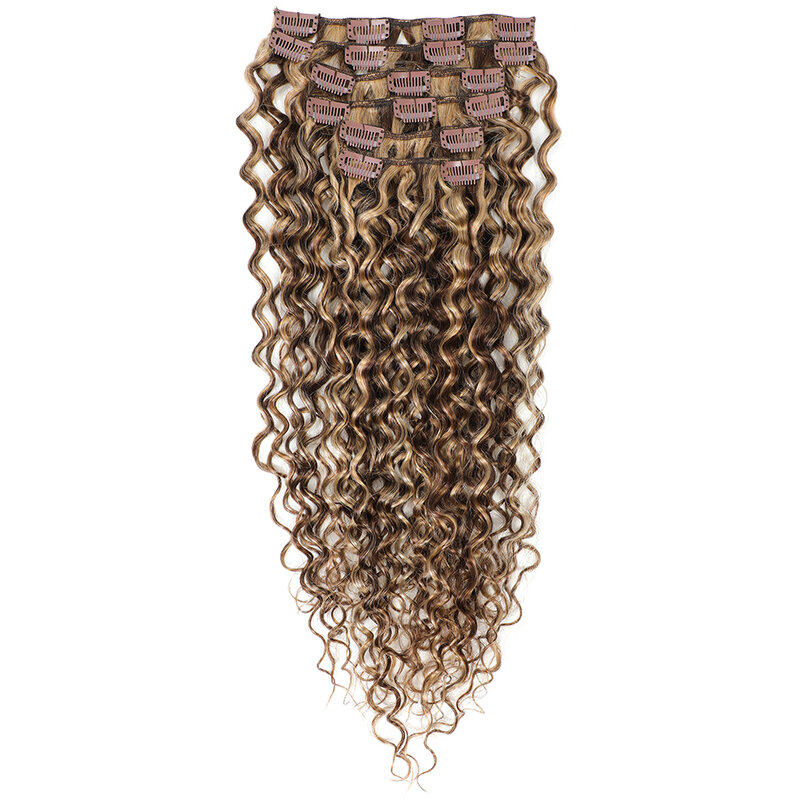 Extensões de cabelo brasileiras com grampo na onda de água, cabelo natural remy, 120 g/set, 6 pcs por conjunto