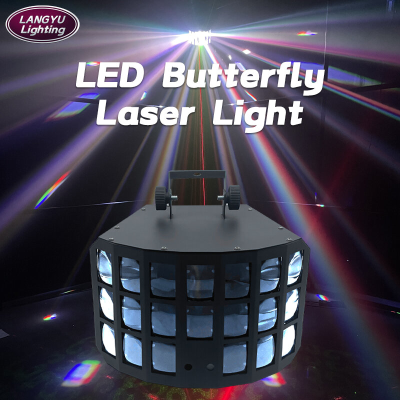 50W LED Three Layer Butterfly Laser Beam Light Stage Lighting Disco Ballroom Bar  Nightclub Combining sound and light effects