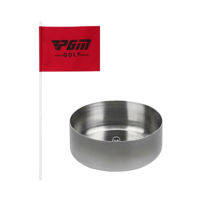 1 Set Golf Hole Cup with Flag Concise High-intensity Turnover Prevent Golf Green Cups for Competition