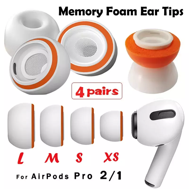 Oreillettes en mousse à mémoire de forme pour Apple AirPods Pro 2 1, coussin d'oreille en silicone, coussinets de remplacement pour écouteurs, bouchon d'oreille, petit, moyen, grand