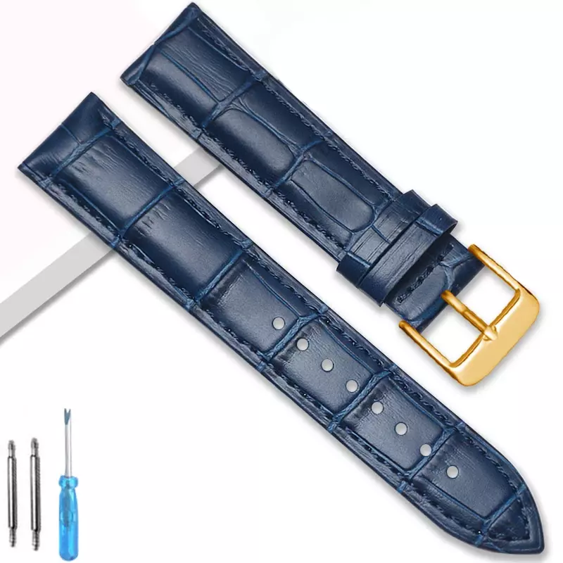 Pulseiras de couro genuíno com fivela de aço, pulseira de relógio, pulseira de pulso, ferramenta de alta qualidade, 16mm, 18mm, 20mm, 22mm, 24mm