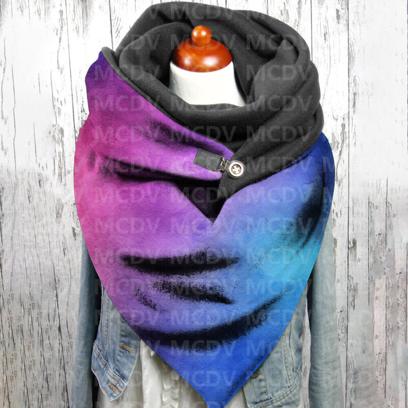 그라디언트 3D 프린트 캐주얼 스카프 및 숄 여성용, 따뜻하고 편안한 스카프 01